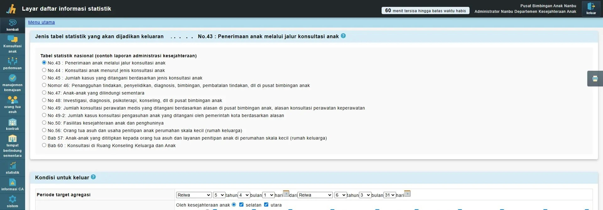layar statistik